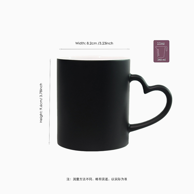 Heart handle black ceramic coffee mug