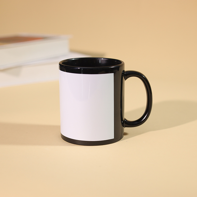 White mug with black handle wholesale