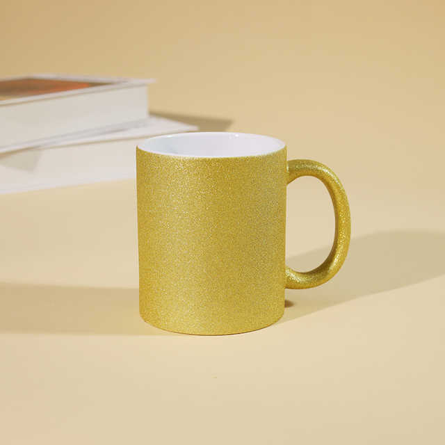 Golden yellow ceramic coffee mug custom