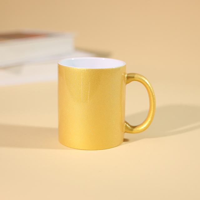 Bright yellow custom ceramic coffee mug