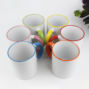 Heat Sublimation Ceramic Mug, Coffee Mug with Colored Handle & Rim, Custom Logo